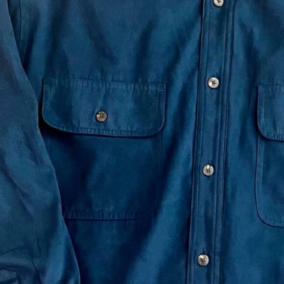 Mens Faux Suede Shacket Overshirt SZ M Transition Mid-Layer Fleece Lined Indigo - Picture 8 of 15